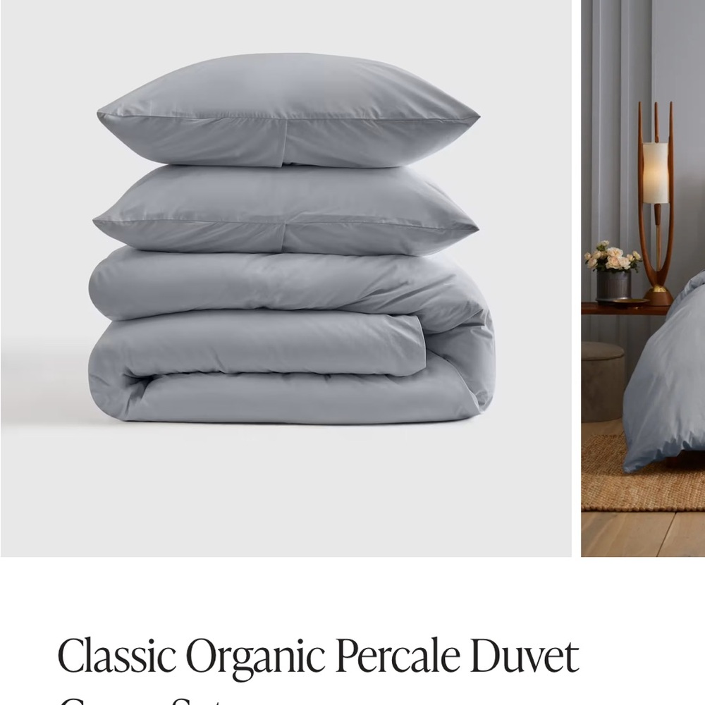 Classic Organic Percale Duvet Cover Set - blue